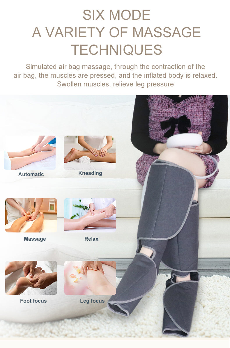 Air Relax Air Compression Leg Foot Massager Heating Therapy Arm Waist Pneumatic Air Wraps Presotherapy Boot To Promote Blood