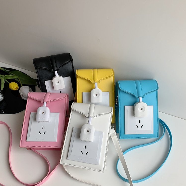 New Bag Women's New Contrast Color Single Shoulder Messenger Bag Switch Socket Mobile Phone Bag Girl Shape Small Bag