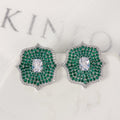 Fashionable and atmospheric colored zirconium flower earrings and trendy accessories