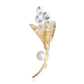 Light Luxury Exquisite Fashion Temperament Inlaid Zirconium Brooch Trend Personality Freshwater Pearl Accessories Dress Corsage