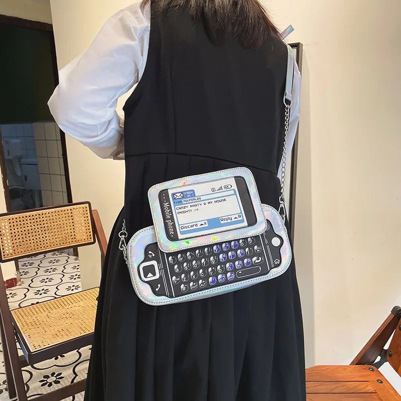 Bag Mobile Phone Shape Chain Crossbody Bag Fashion Reflective Purses and Handbags Girls Shoulder Bag Novelty Clutch