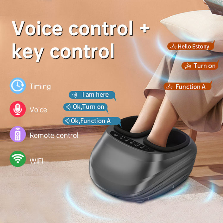Voice Remote Control Air Compression Vibration Red Light Therapy Shiatsu Foot Massager Machine With Heat
