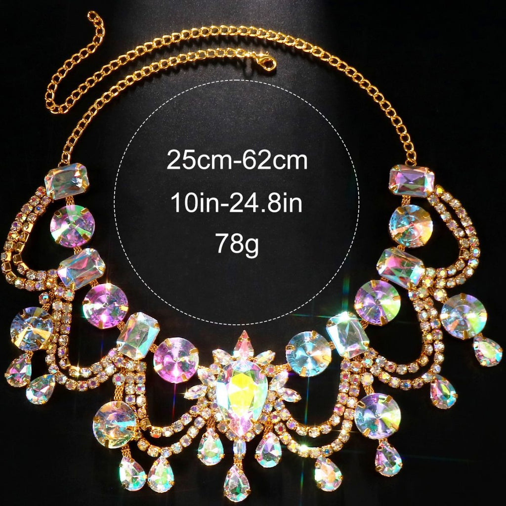 European and American exaggerated luxury water drop pendant necklace queen accessories