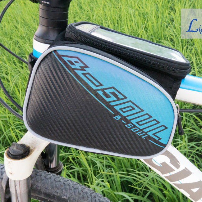 Mountain Biking Gear Leather Front Beam Bag Upper Tube Bag Waterproof Mobile Phone Touch Screen Bicycle Bag