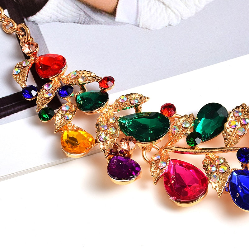 Luxury Necklace Accessories High Quality Handmade Fashion Colorful Crystals Rhinestones Necklaces Jewelry For Women