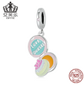 Avele Sterling Silver s925 Cosmetic Box Pendant Bracelet Color Drop Oil Zircon Fresh And Cute Lettering Pendant Accessories
