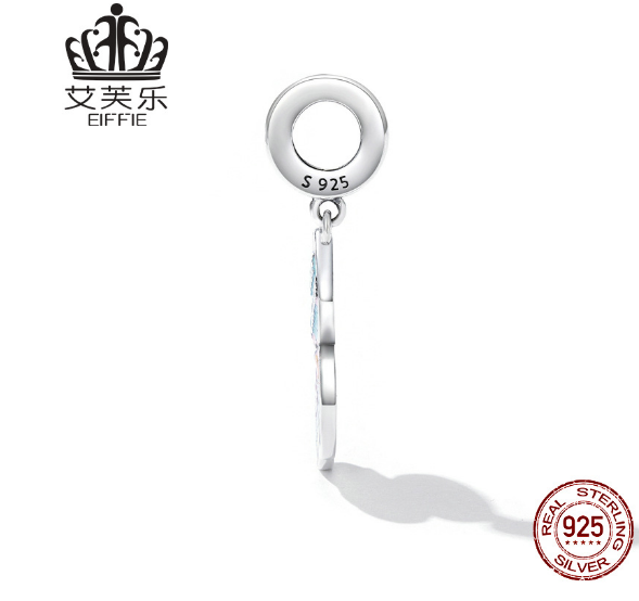 Avele Sterling Silver s925 Cosmetic Box Pendant Bracelet Color Drop Oil Zircon Fresh And Cute Lettering Pendant Accessories