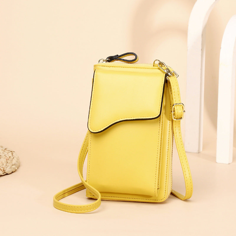 Creative New Fashion Korean Style Single Shoulder Messenger Bag Large Capacity Ladies Long Wallet Solid Color Mobile Phone Bag