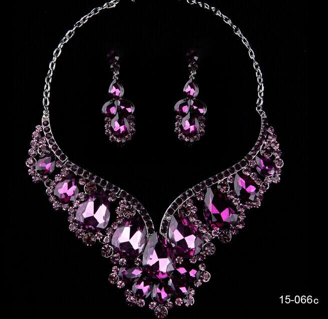 Exaggerated Necklace Alloy Full Diamond Necklace Earring Set Exquisite Zircon Stage Bride Wedding Dress Accessories