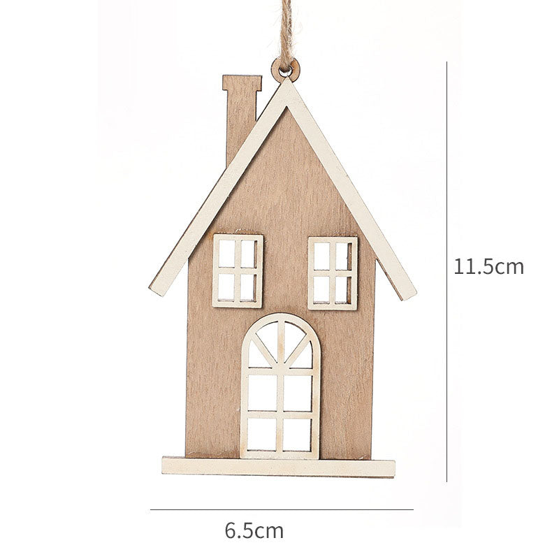 Christmas New Products Christmas Tree Small House Wooden Creative Small Pendant Hanging Decoration Christmas Decorations Gifts