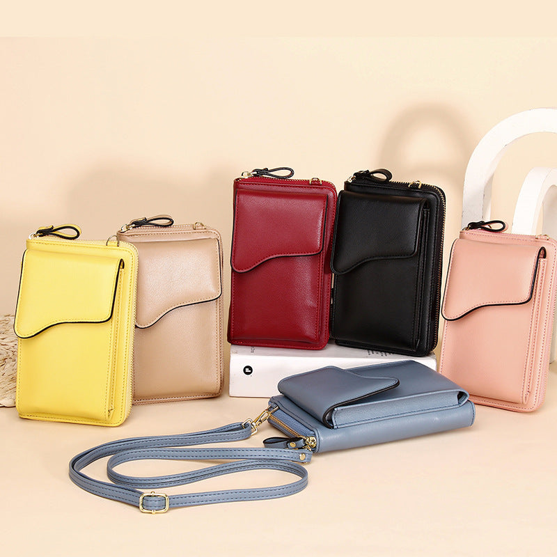 Creative New Fashion Korean Style Single Shoulder Messenger Bag Large Capacity Ladies Long Wallet Solid Color Mobile Phone Bag