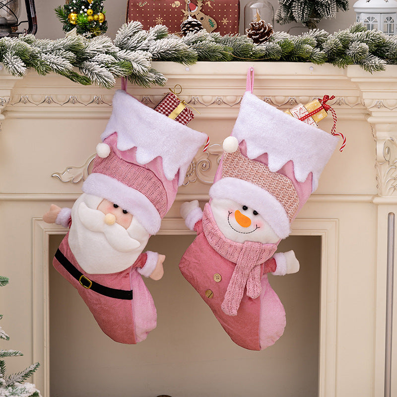 Christmas decoration products Nordic style Christmas socks Pink Santa Claus Christmas socks Gift bags Gift socks