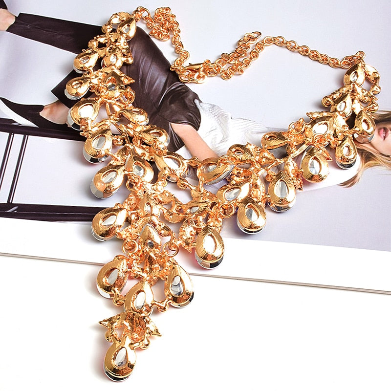Luxury Necklace Accessories High Quality Handmade Fashion Colorful Crystals Rhinestones Necklaces Jewelry For Women