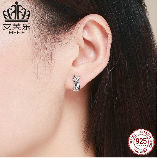 Avelle Original S925 Animal Earring Jewelry Origami Fox Sterling Silver Girl Earring Accessories SCE526