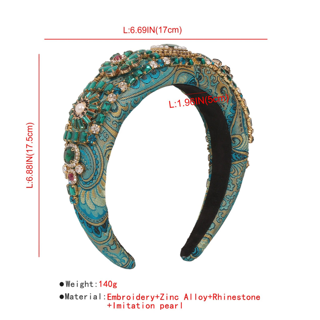 Exquisite Embroidery Rhinestone Flower Headbands Simulation Pearl Beads Padded Headpieces Women's Hair Jewelry Accessories Gifts
