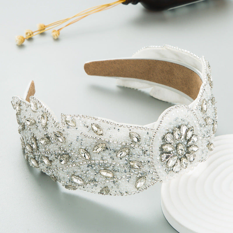Hair Hoop Baroque Retro Wide-Brimmed Hair Accessories Female Personality Exaggerated Rhinestone Accessories
