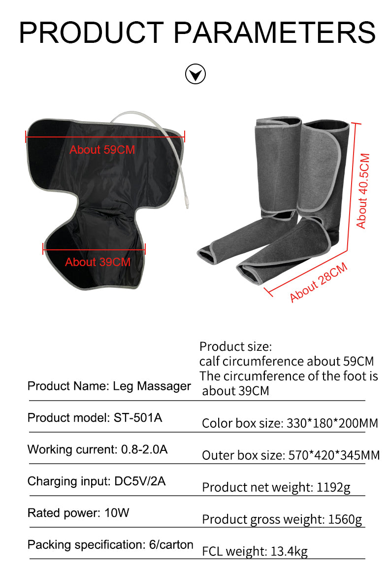 Air Relax Air Compression Leg Foot Massager Heating Therapy Arm Waist Pneumatic Air Wraps Presotherapy Boot To Promote Blood