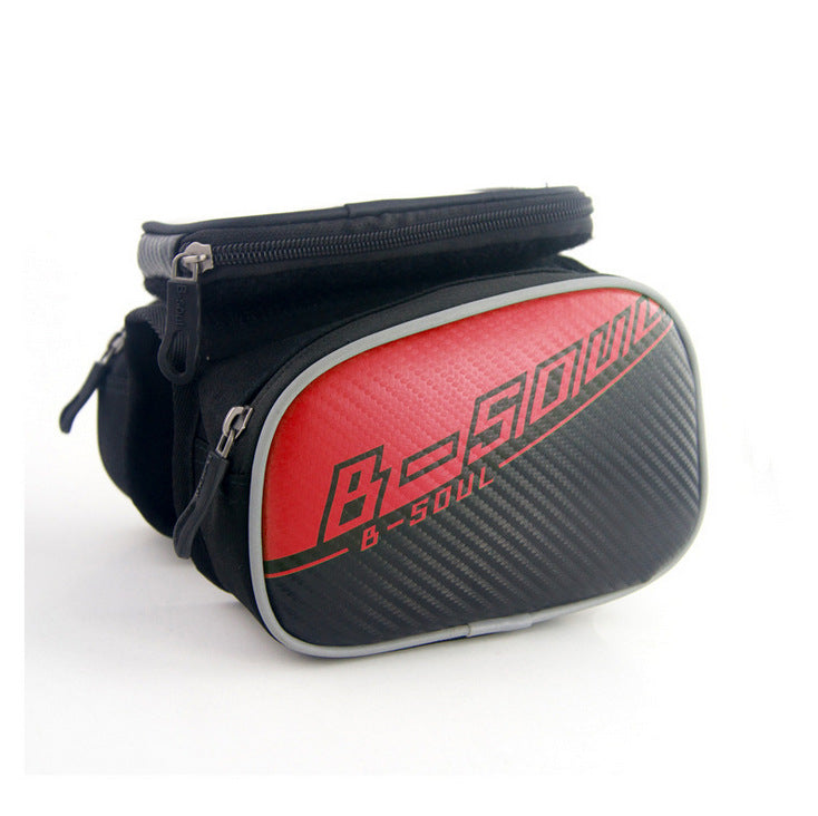Mountain Biking Gear Leather Front Beam Bag Upper Tube Bag Waterproof Mobile Phone Touch Screen Bicycle Bag