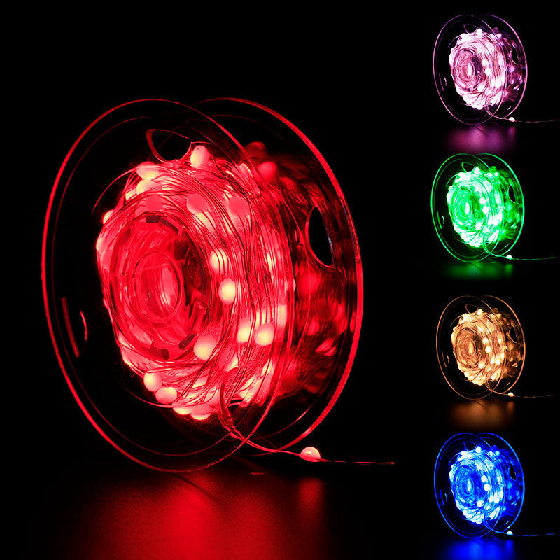 Camping Symphony RGB Flowing Water Three-Line Large Lamp Bead Light String Mobile Phone APP Point-Controlled Copper Wire Lamp Christmas Tree Decoration Lights