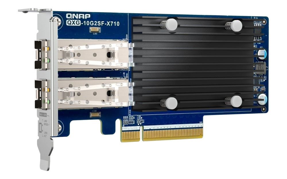 QNAP PQXG-10G2SF-X710 Dual-port SFP+ 10GbE network expansion card; low-profile form factor; PCIe Gen3 x8  3 Years Warranty