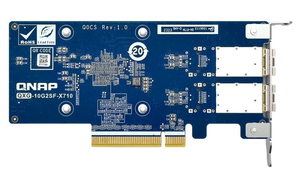 QNAP PQXG-10G2SF-X710 Dual-port SFP+ 10GbE network expansion card; low-profile form factor; PCIe Gen3 x8  3 Years Warranty