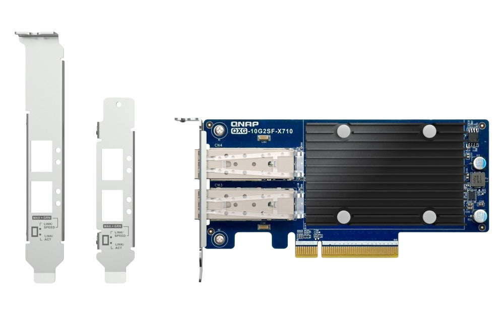 QNAP PQXG-10G2SF-X710 Dual-port SFP+ 10GbE network expansion card; low-profile form factor; PCIe Gen3 x8  3 Years Warranty