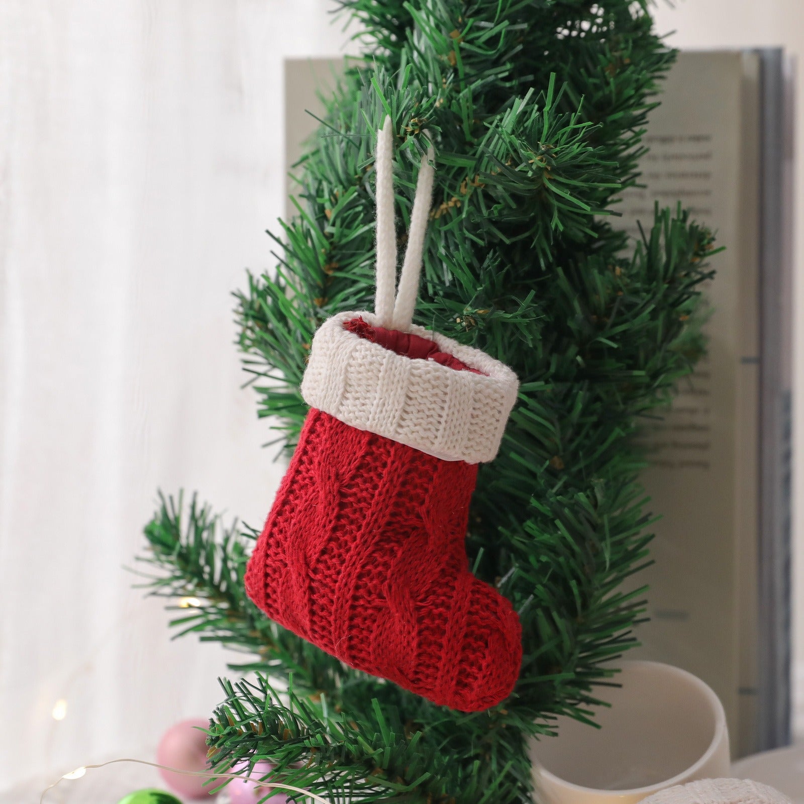 Christmas Decoration Mini Knitted Socks Christmas Tableware Set Knife and Fork Set Socks Home Decoration Products