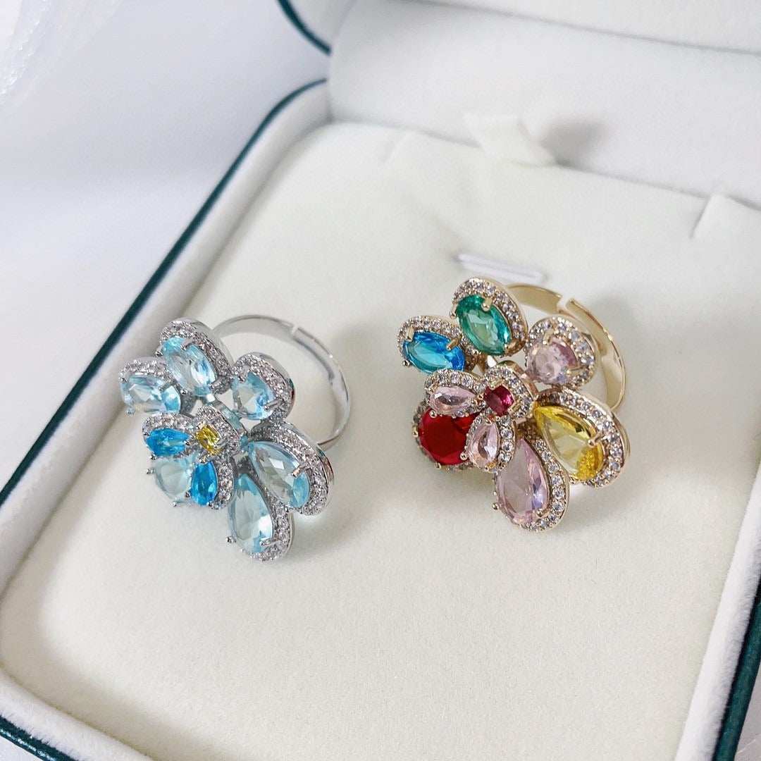 flower earrings with micro inlaid zircon earrings, trendy accessories