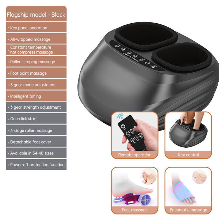 Voice Remote Control Air Compression Vibration Red Light Therapy Shiatsu Foot Massager Machine With Heat