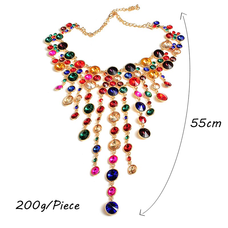 Statement High-end Rhinestones Necklace Accessories Handmade Fashion Colorful Crystals Rhinestones Necklaces Jewelry For Women