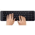Logitech MK220 Wireless Keyboard & Mouse Combo Much smaller design, same keys 2.4 GHz 128-bit AES encryption Fewer battery hassles