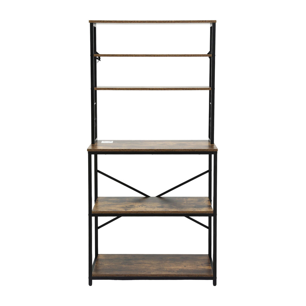 Artiss 6-Tier Kitchen Rack with 6 Hooks Microwave Storage Shelf 80cm x 167cm
