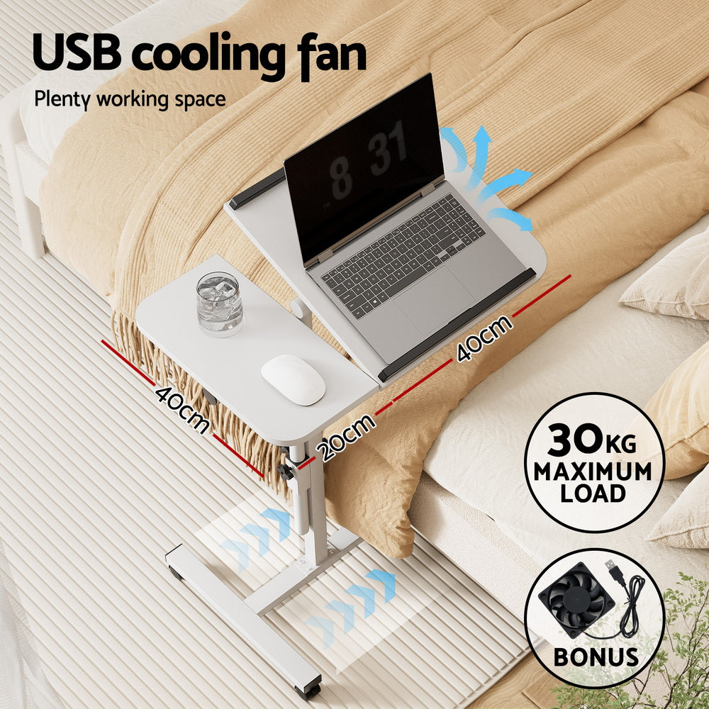 Artiss Laptop Desk Table Fan Cooling White 60CM