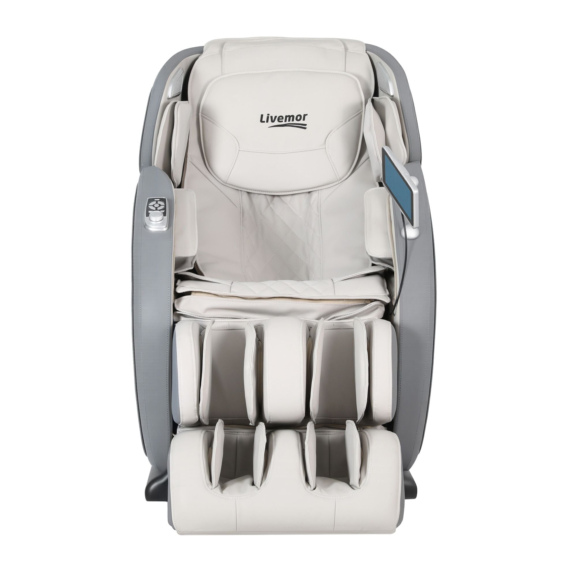 Livemor 4D Massage Chair Recliner - Full Body SL-Track Zero Gravity with AI Body Scan, Deep Tissue Electric Massager with Heat, 12 Auto Programs, LCD Touchscreen & Bluetooth, Grey