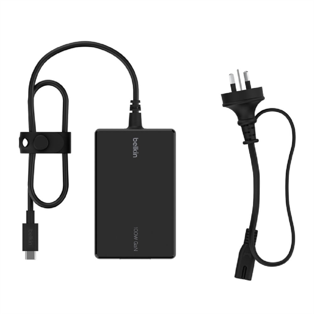 Belkin Connect USB-C Core 100W GaN Power Adapter + USB-C Cable (1.5M) - Black (INC016auBK), Compact Laptop Charger, $2500 CEW , 2 Years Warranty