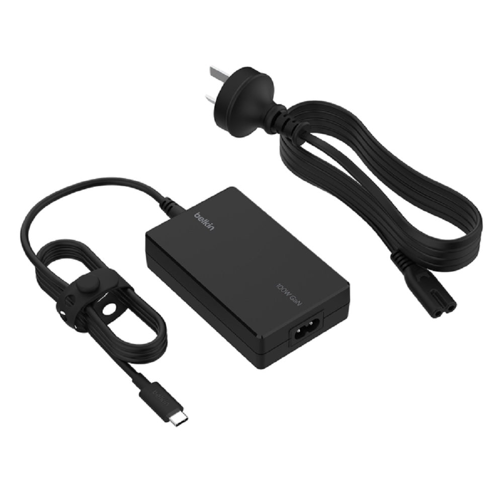 Belkin Connect USB-C Core 100W GaN Power Adapter + USB-C Cable (1.5M) - Black (INC016auBK), Compact Laptop Charger, $2500 CEW , 2 Years Warranty