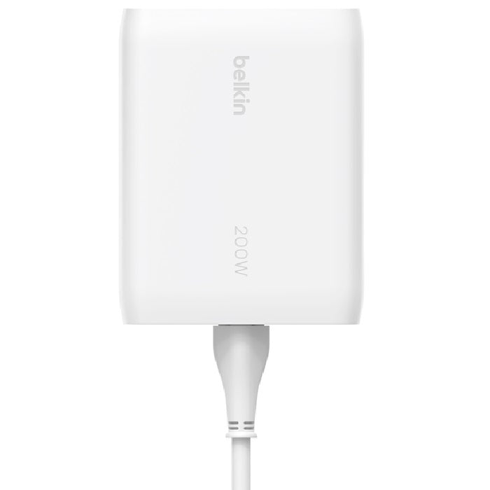 Belkin BoostCharge Pro 200W USB-C (PD 3.0) 4-Port GaN Wall Charger - White (WCH015AUWH), 140W Max Single Port, CEW $2500, 2 Year Warranty
