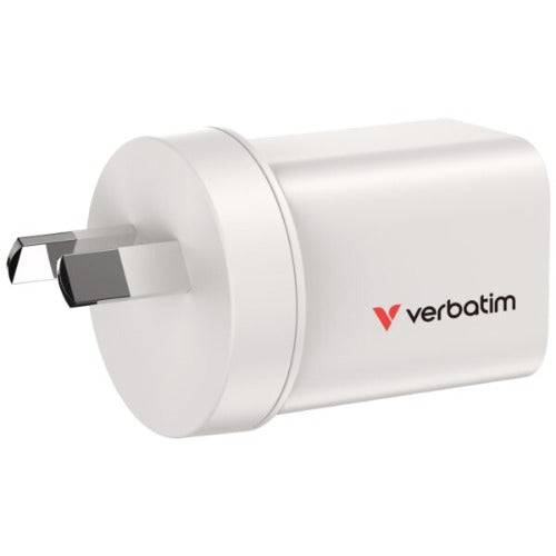 Verbatim 2 Port 35 Watt Portable GaN charger, 1 x USB-C PD 35w, 1x USB-A QC 3.0, Compact Design Apple, Android, Samsung, Google, Huawei, Oppo