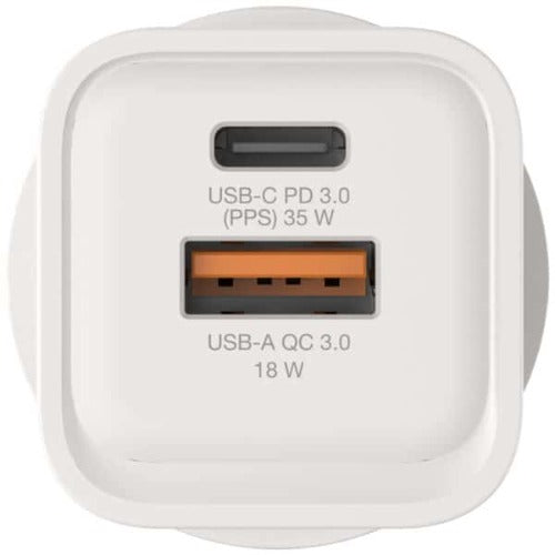 Verbatim 2 Port 35 Watt Portable GaN charger, 1 x USB-C PD 35w, 1x USB-A QC 3.0, Compact Design Apple, Android, Samsung, Google, Huawei, Oppo