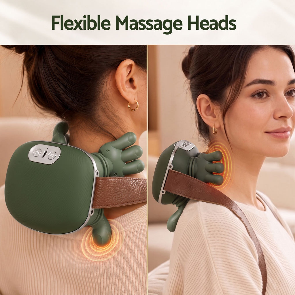 Livemor Electric Neck Massager with Heat for Shoulder,Back Wireless Massage | 4D Shiatsu Kneading Massager with Heat, Cordless Portable Muscle Relaxer, Soothes Shoulder Tension for Home, Office, and Car