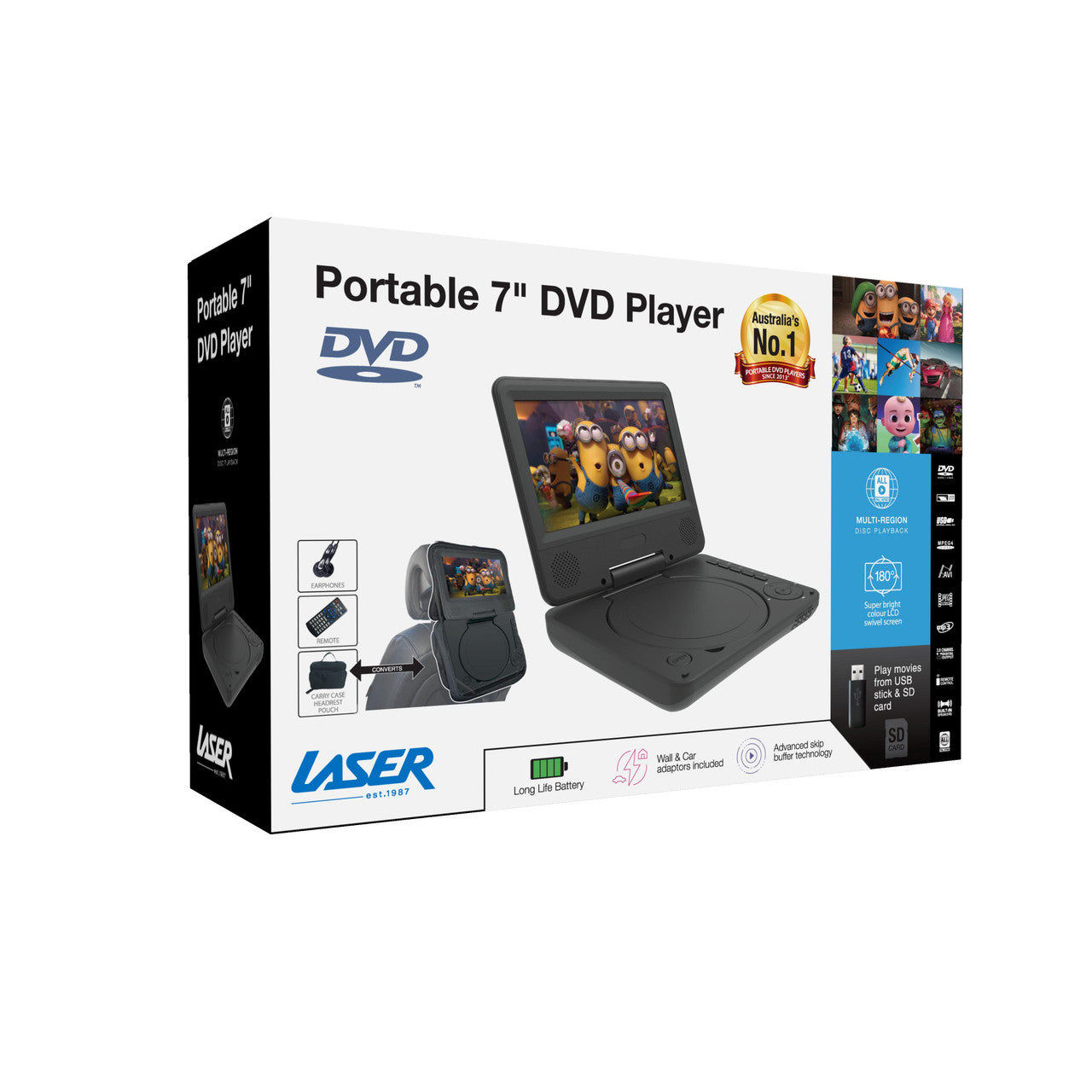 Laser Portable DVD Player 7 inch