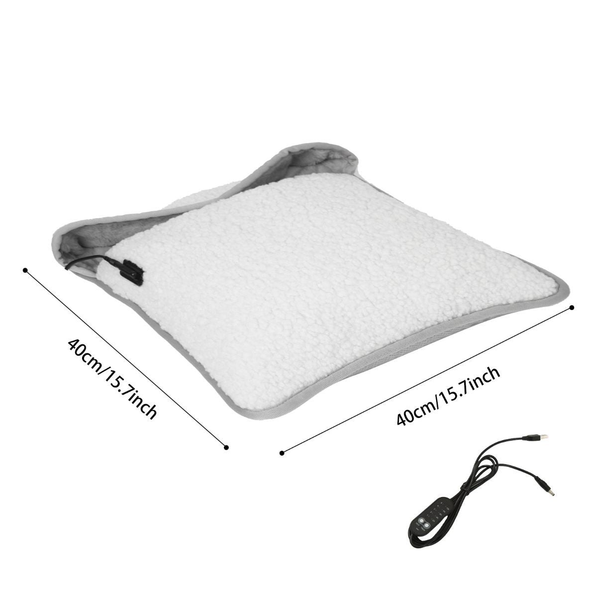 USB Heated Foot Warmer Sheep Fleece Foot Warmer Rabbit Fleece Foot Warmer Sofa - Gray - Size 40cm
