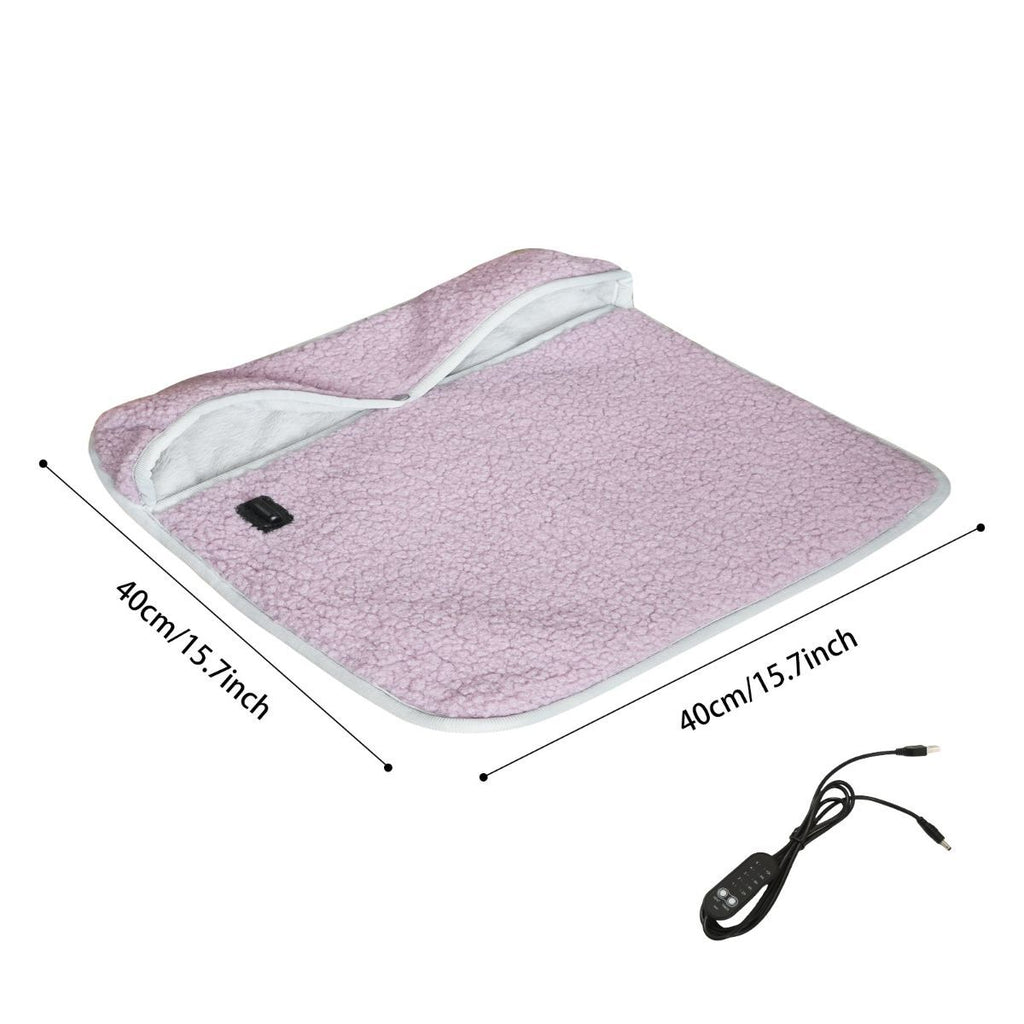 USB Heated Foot Warmer Sheep Fleece Foot Warmer Rabbit Fleece Foot Warmer Sofa - Gray - Size 40cm