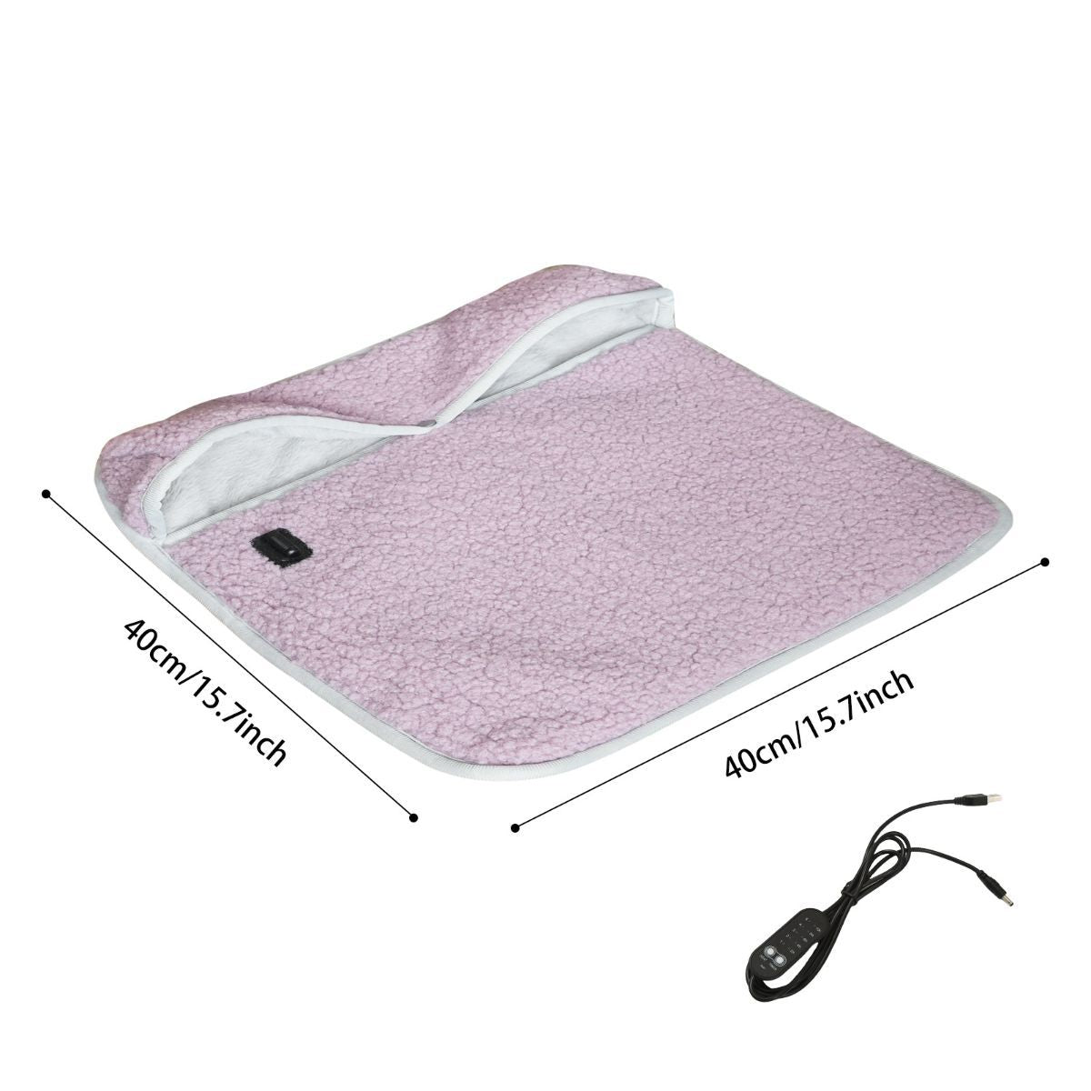 USB Heated Foot Warmer Sheep Fleece Foot Warmer Rabbit Fleece Foot Warmer Sofa - White - Size 40cm
