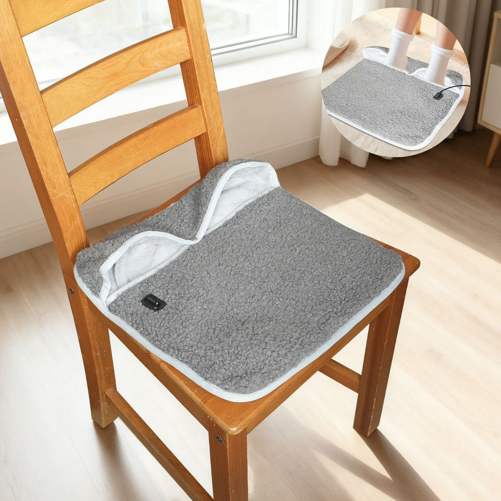 USB Heated Foot Warmer Sheep Fleece Foot Warmer Rabbit Fleece Foot Warmer Sofa - White - Size 40cm