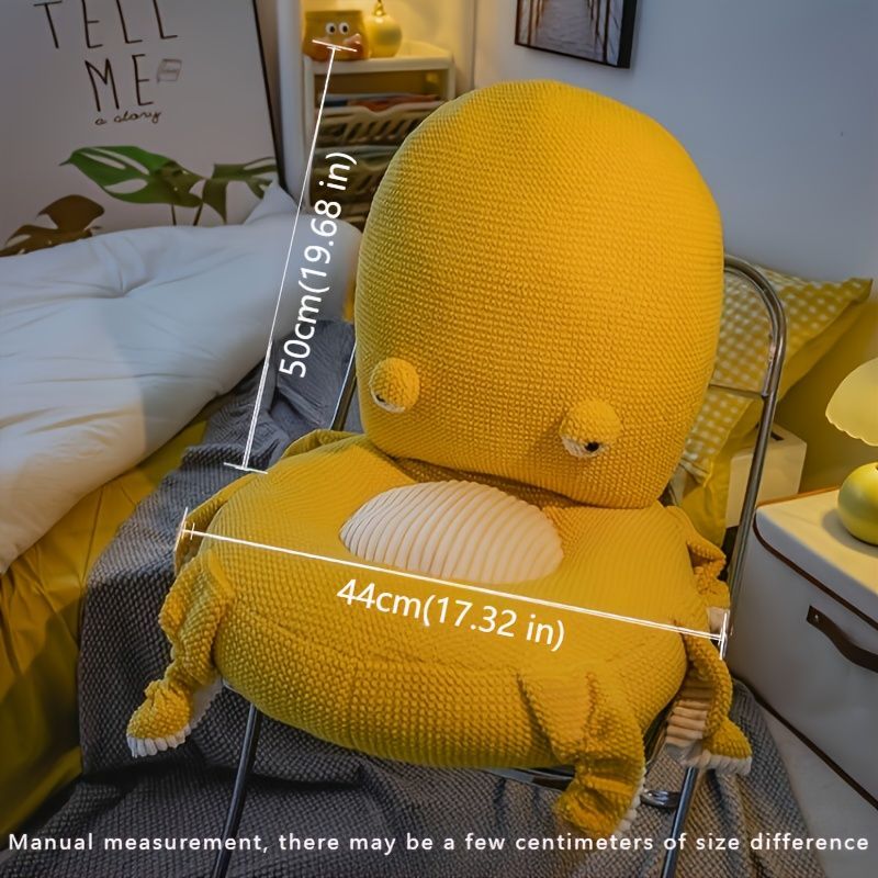 Octopus Cushion Floor Cushion Novelty Seating Plush Floor Cushion Kids Room - Yellow - Size M