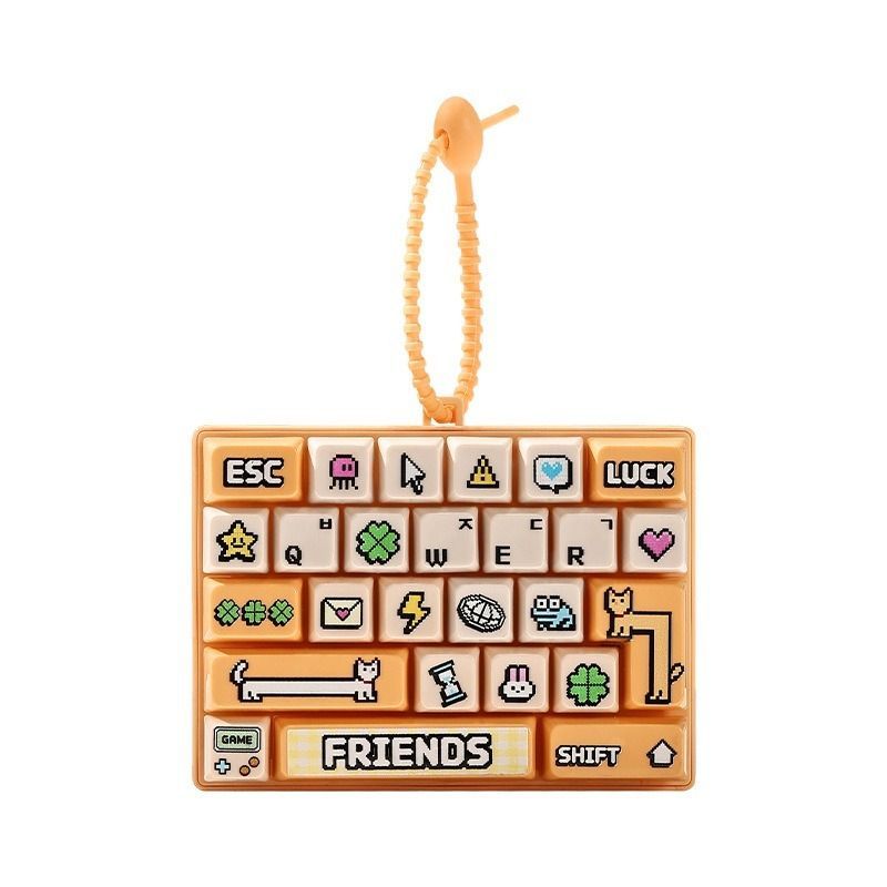 26-key keyboard keychain, bag charm, stress reliever toy, cute gift, pixel keychain, novelty gift, Australia, fun accessory, quirky keyring, retro gaming charm - Green - Size 26 pendants