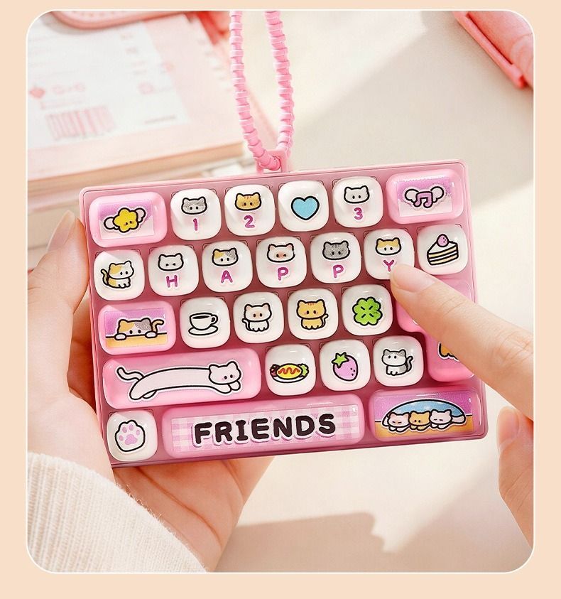 26-key keyboard keychain, bag charm, stress reliever toy, cute gift, pixel keychain, novelty gift, Australia, fun accessory, quirky keyring, retro gaming charm - Pink - Size 26 pendants