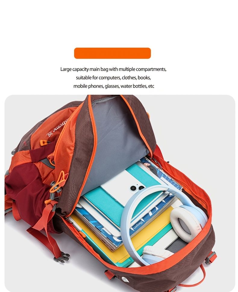 Orange Blue Black Royal Mountain backpack, Extreme 35L backpack, travel backpack, outdoor backpack, high-quality backpack, Australian bush backpack, camping gear, hiking backpack 35L