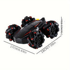 2.4G remote control car, electric stunt car, drifting car, spray function, kids toy car, double-sided stunt car, watch remote control, outdoor RC toy, rechargeable toy car - Red - Size Dual-control